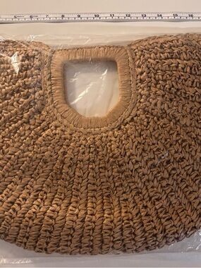 Woven Straw Tote Bag w/ Woven Jute Handle